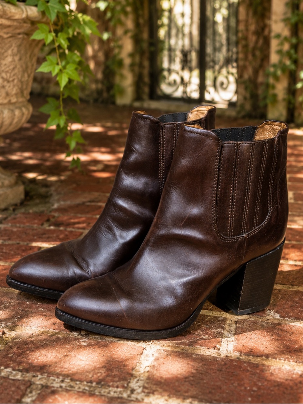 ALBERTO FERMANI Quiet Luxury Brown Leather Italian Block Heel Ankle Boots, 39